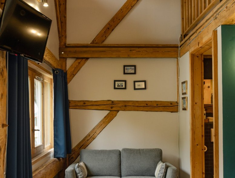 Salon bos chalet rustque et moderne | Décoraton ntéreure chalet